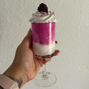 Raspberries and cream mousse parfait w/whip faux dessert decor replica sweets
